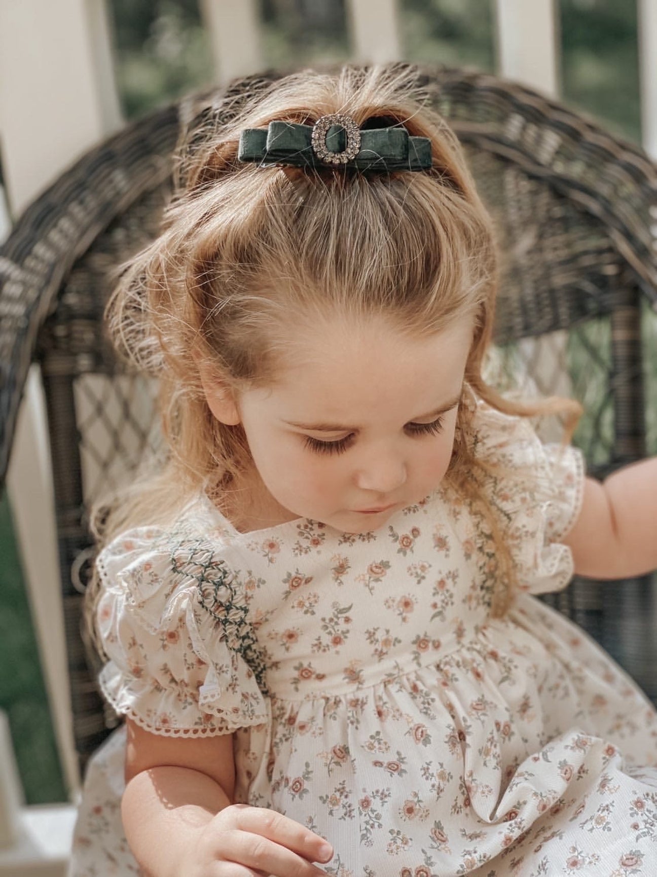 Girl | Olivia Velvet Hair Clip | Gray & Mustard & Chocolate