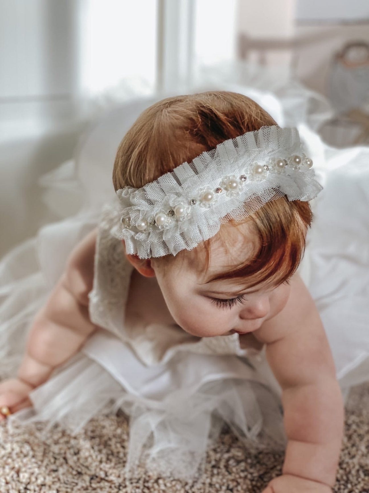 Girl | Tutu Tulle White Hair Sash | Pink