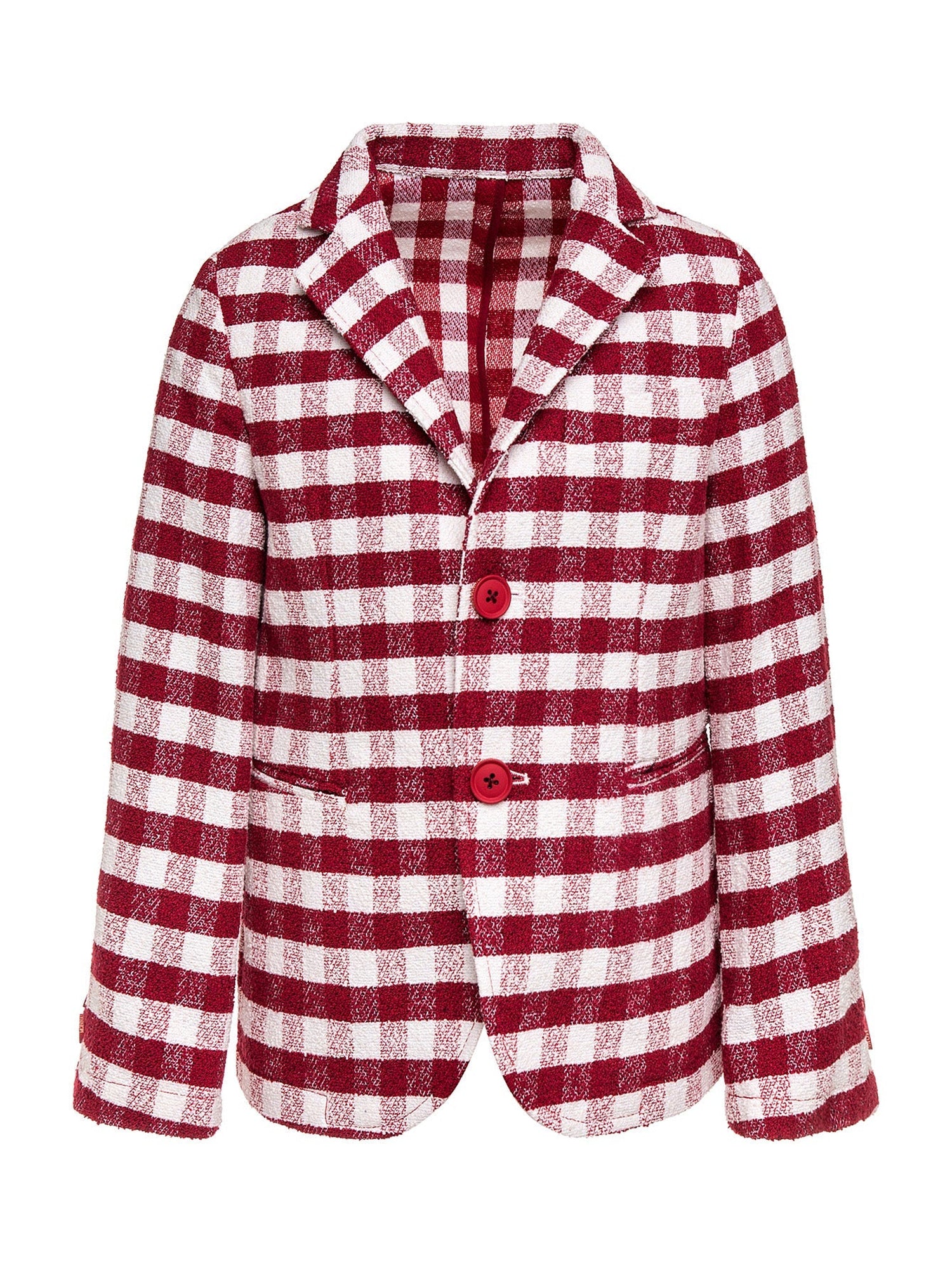 Girls | Checked Spring Jacket | White/Burgundy