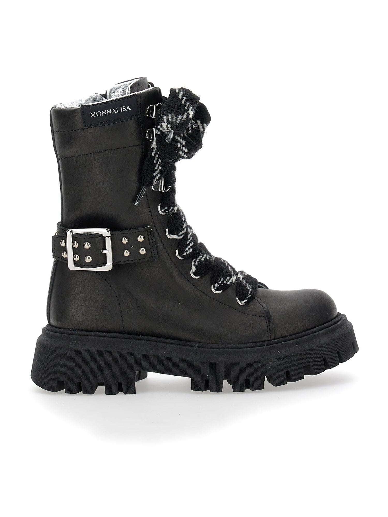 Girls | Rock Leather Combat Boots | Black