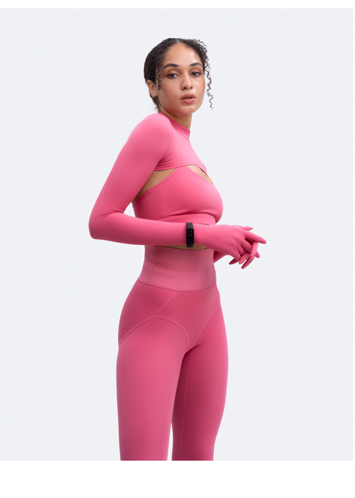 Glove Sleeve Crop Top | Pink