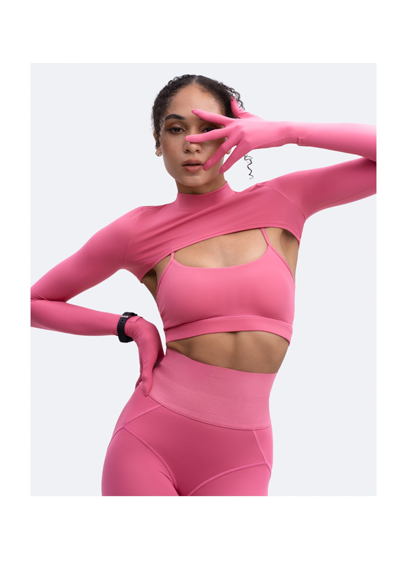 Glove Sleeve Crop Top | Pink