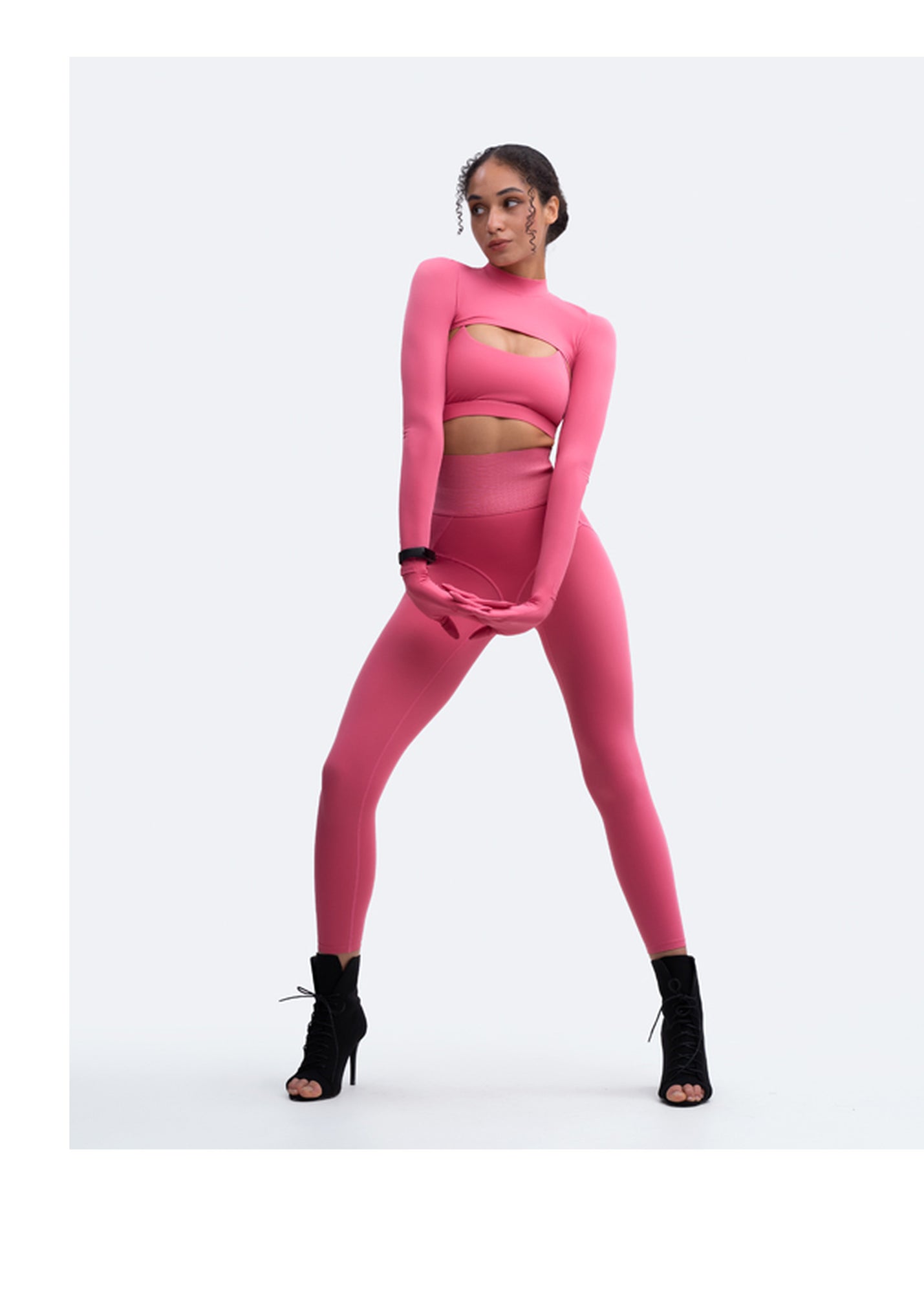 Glove Sleeve Crop Top | Pink