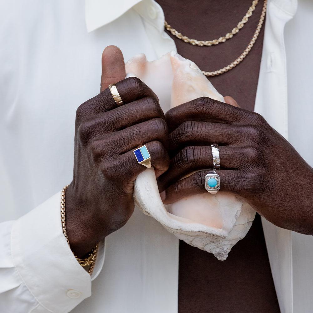 Women | Aegean Turquoise Signet Ring | 14k Yellow Gold