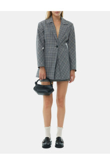 Grey Checkered Fitted Blazer | Frost Gray