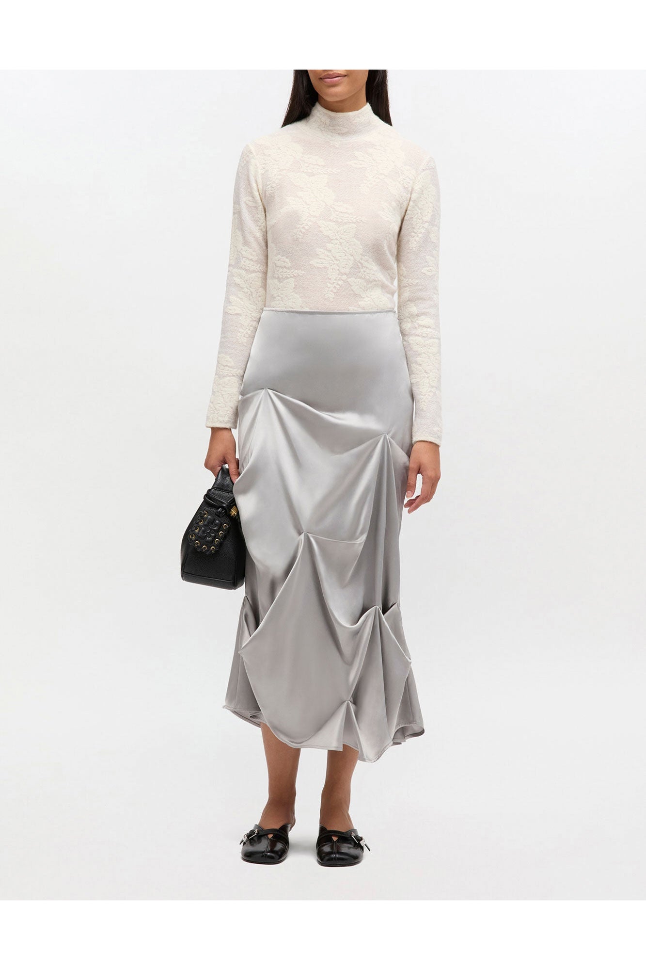 Grey Draped Skirt | Mirage Gray