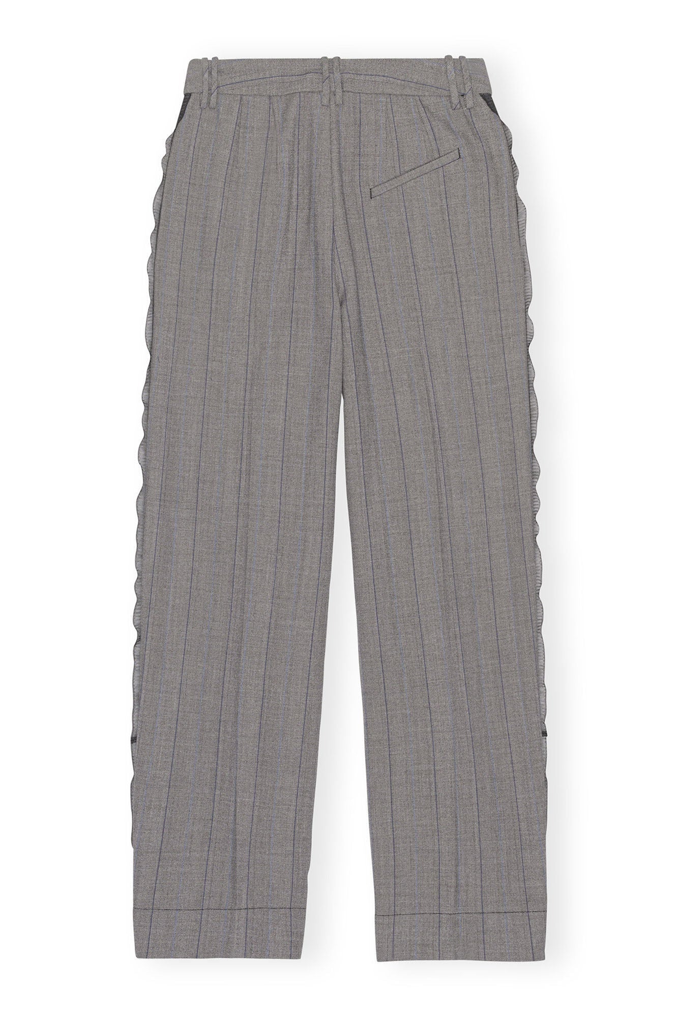 Grey Herringbone Suiting Pleated Trousers | Frost Gray