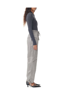 Grey Washed Satin Trousers | Frost Gray
