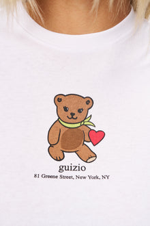 Womens | Guizio Bear Shrunken Tee | White