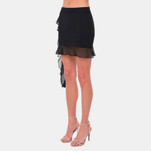 OW Collection Harper Asymmetric Skirt | Black Caviar