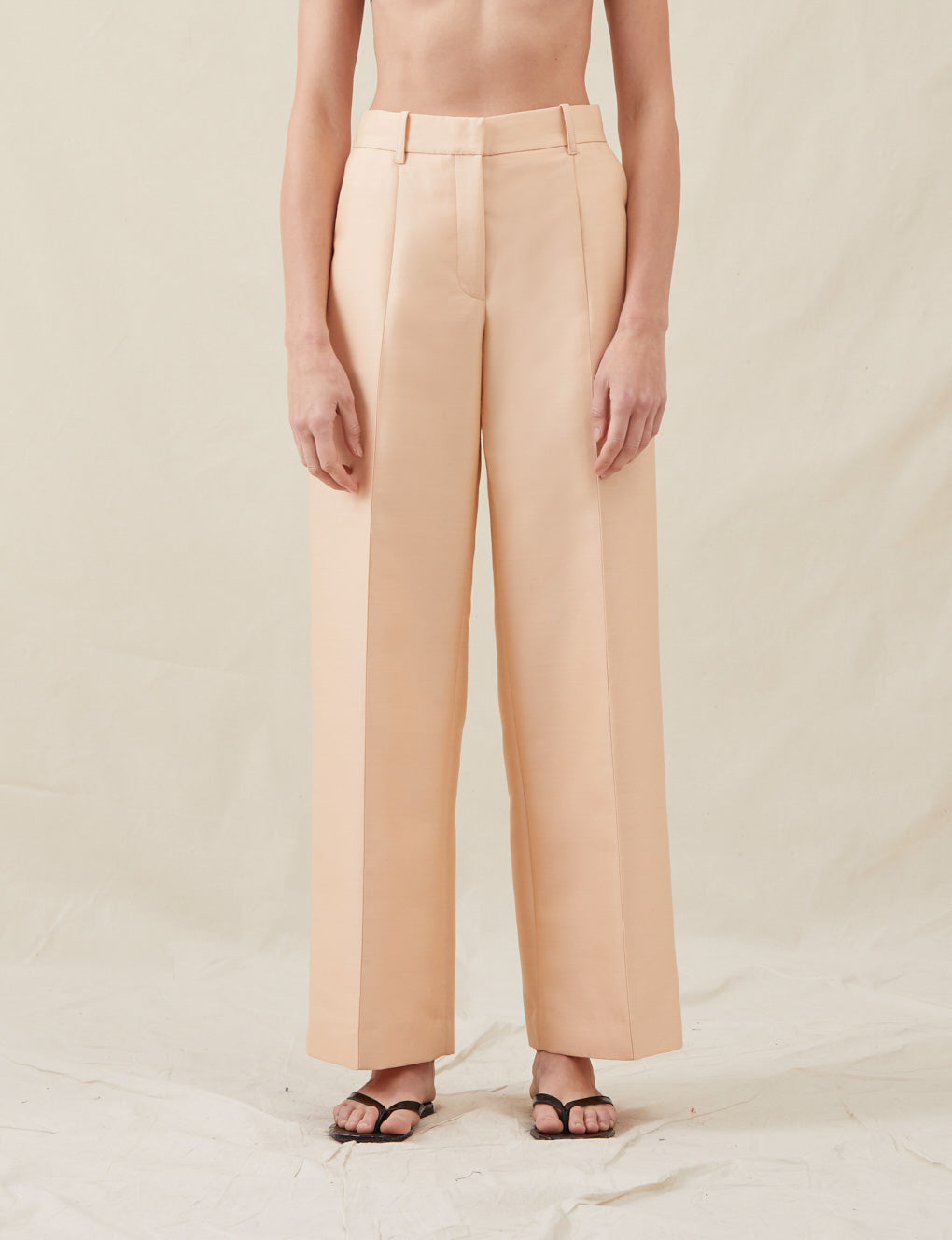 Womens | The Tailored Trousers In Lucent Wool | Blush