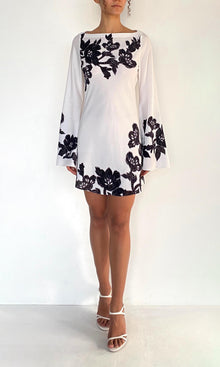 Womens | Aahi Heavy Crepe Short Dress | Black/White