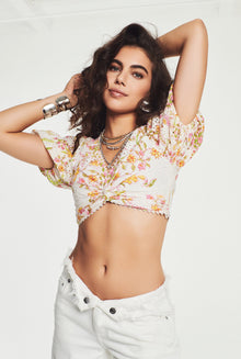 Hemant & Nandita | Aira Floral Crop Top | Off-White