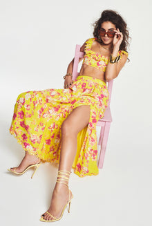 Hemant & Nandita | Auril Floral Crop Top | Yellow