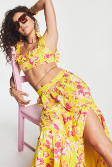 Hemant & Nandita | Auril Floral Crop Top | Yellow