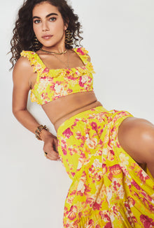 Hemant & Nandita | Auril Floral Crop Top | Yellow