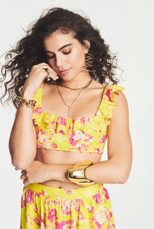 Hemant & Nandita | Auril Floral Crop Top | Yellow