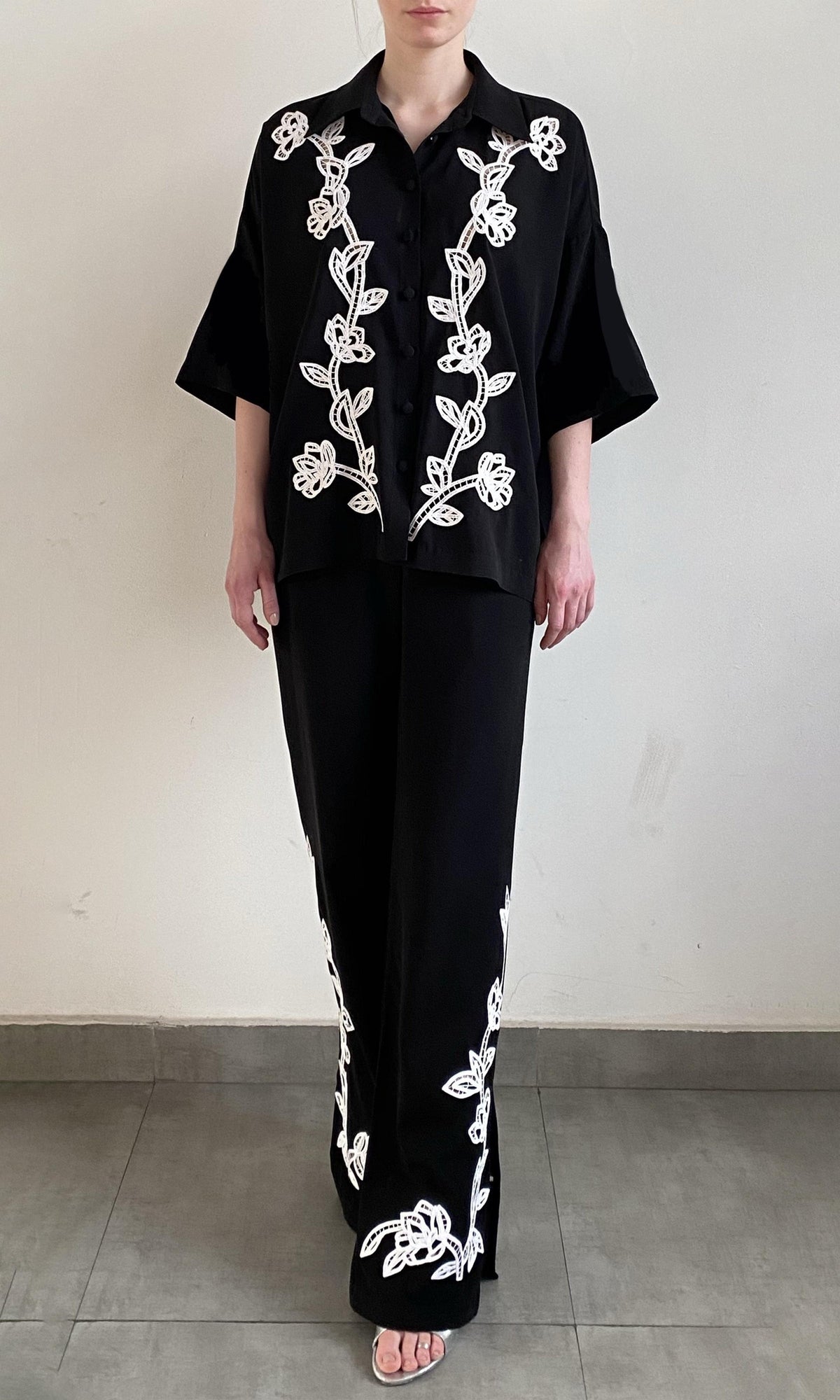 Womens | Daha Polyester Crepe Pants | RE25 | Black White