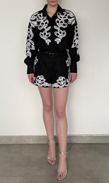 Womens | Daha Cotton Poplin Oversized Shirt | Black White