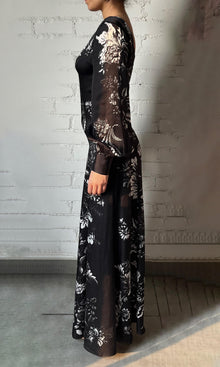 Womens | Dea Viscose Satin Long Dress | Black White