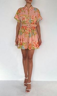 Hemant And Nandita | Dhun Linen Cotton Short Dress With Buckle Belt | Multi
