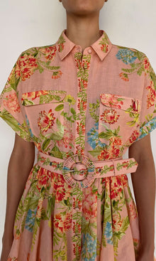 Hemant And Nandita | Dhun Linen Cotton Short Dress With Buckle Belt | Multi