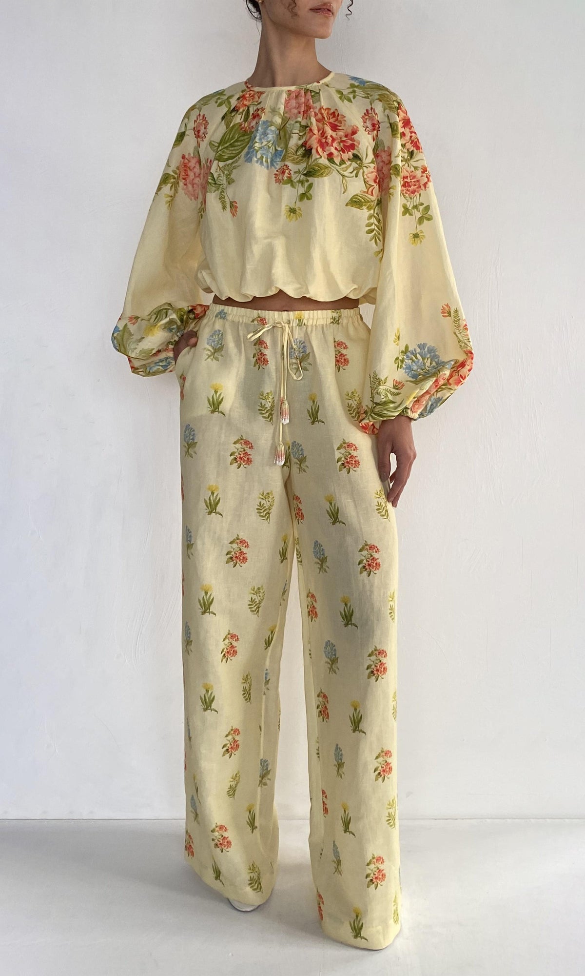 Womens | Dhun Linen Cotton Bubble Hem Top | Multi