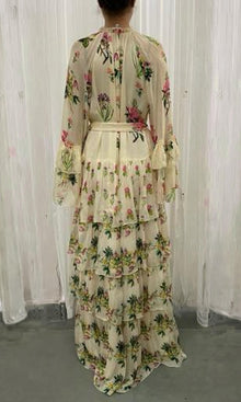 Hemant And Nandita | Dina Viscose Long Dress | Yellow