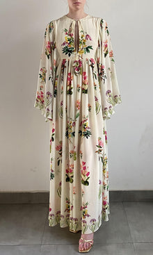 Womens | Dina Viscose Crepe Maxi Kaftan | Off White Multi