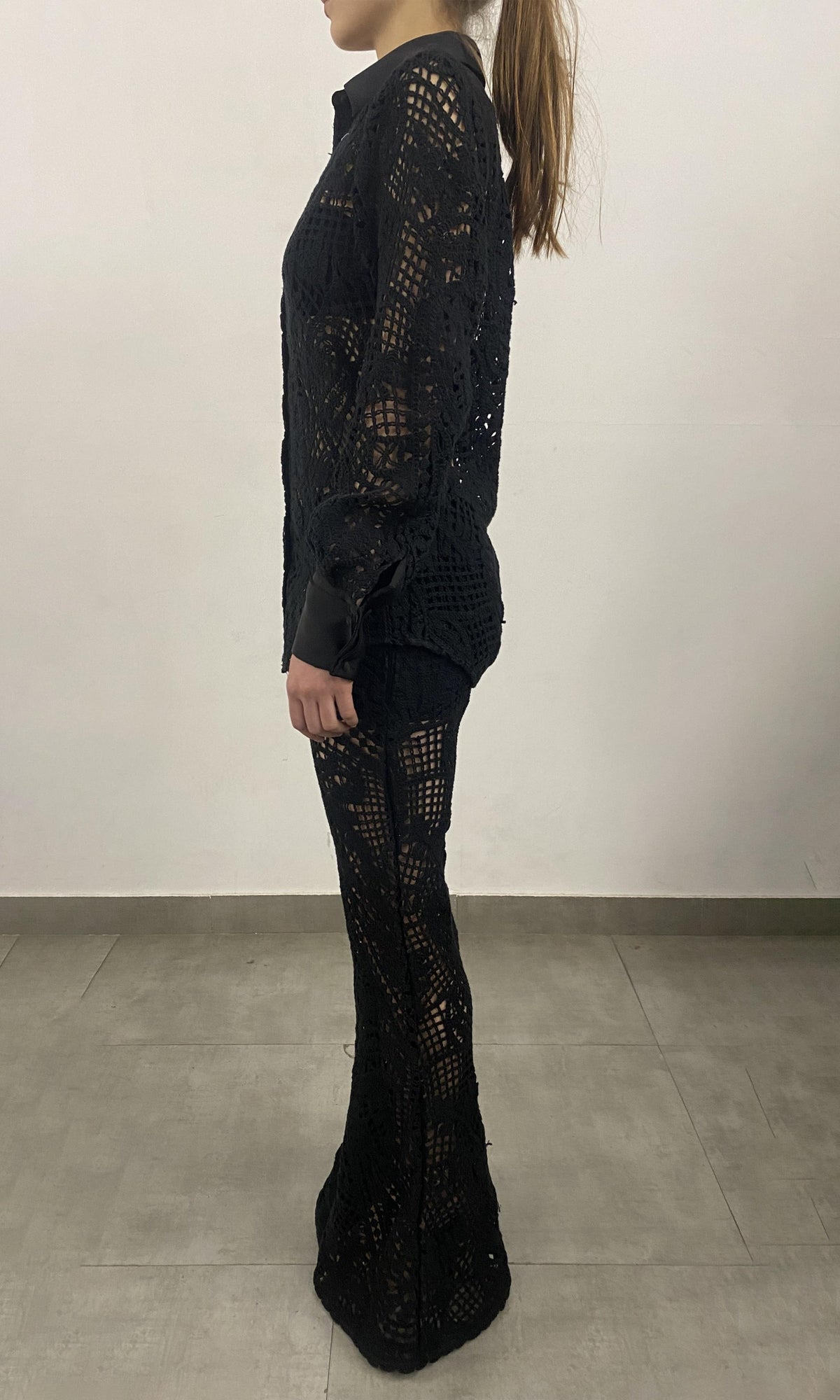 Hemant And Nandita | Dua Crochet Paisley Pants | Black