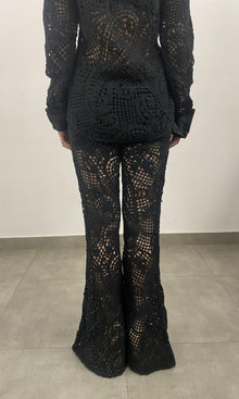 Hemant And Nandita | Dua Crochet Paisley Pants | Black