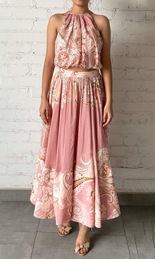 Hemant And Nandita | Fiza Viscose Organza Linen Halter Neck Top | Powder Pink