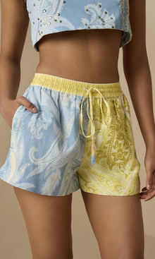 Hemant And Nandita | Fiza Linen Cotton Waist Elasticated Shorts | Multi