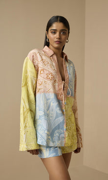 Hemant And Nandita | Fiza Linen Cotton Waist Elasticated Shorts | Multi