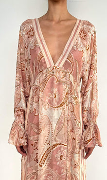 Hemant And Nandita | Fiza Viscose Georgette Dobby Kaftan With Printed Slip | Peach Pink
