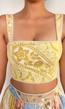 Womens | Fiza Linen Cotton Corset Top | Yellow