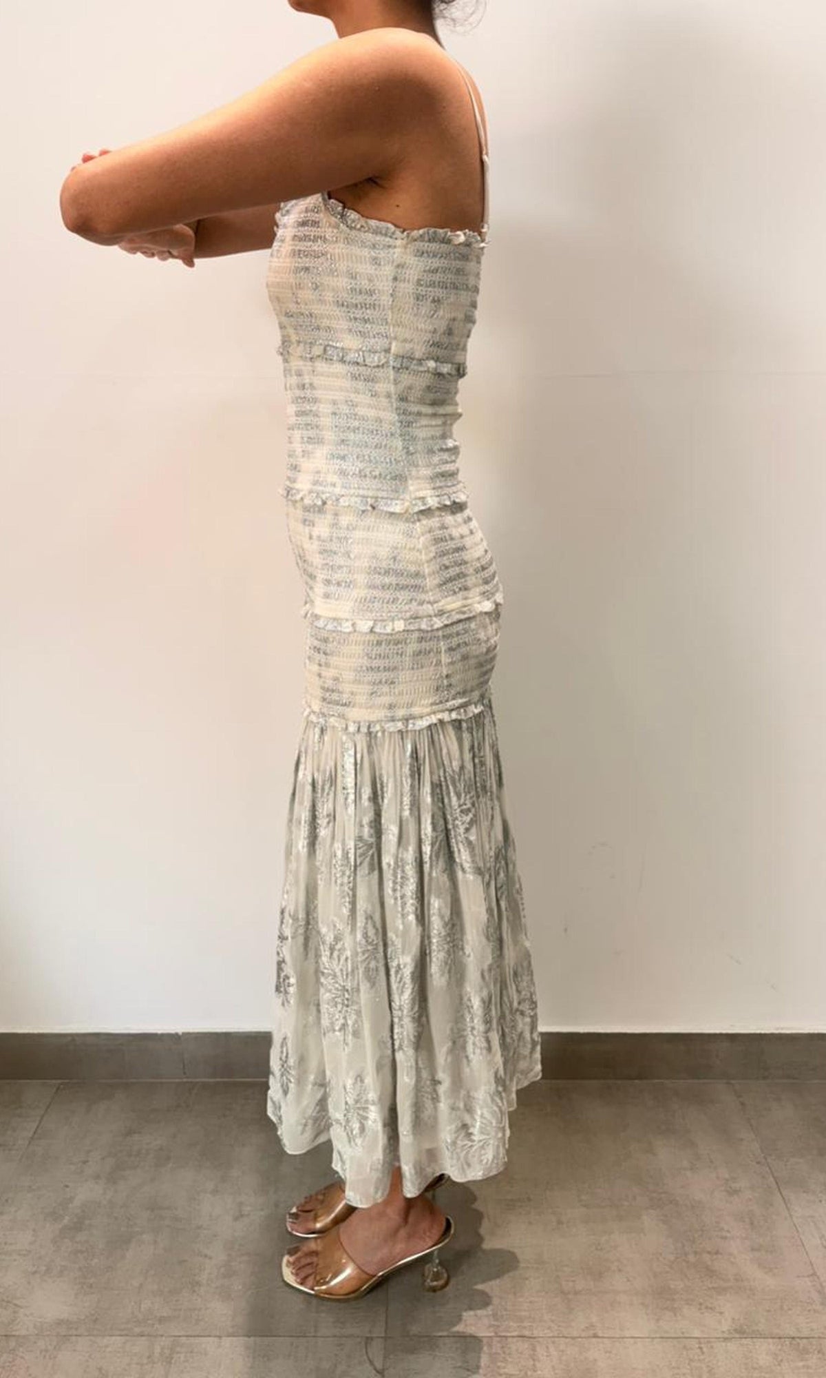 Womens | Inv Viscose Lurex Jacquard Long Dress | Grey