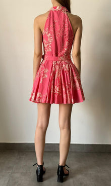 Hemant And Nandita | Inv Cotton Lilen Short Dress With Buckle | Pink
