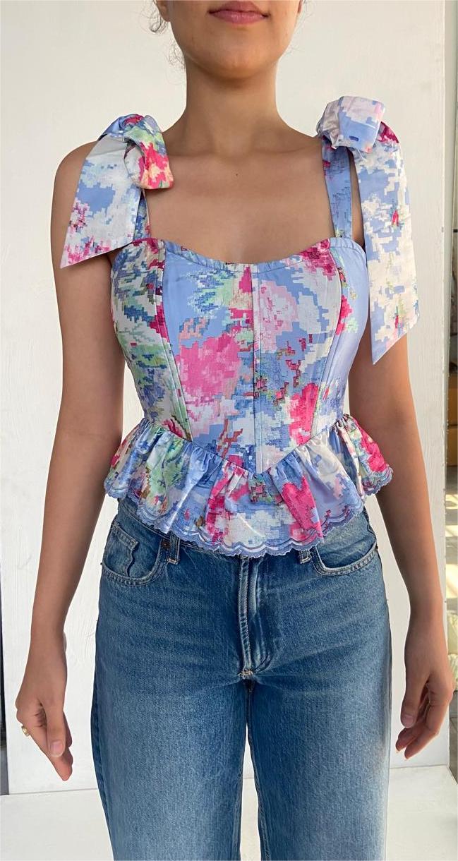 Hemant & Nandita | Floral Printed Top | Blue