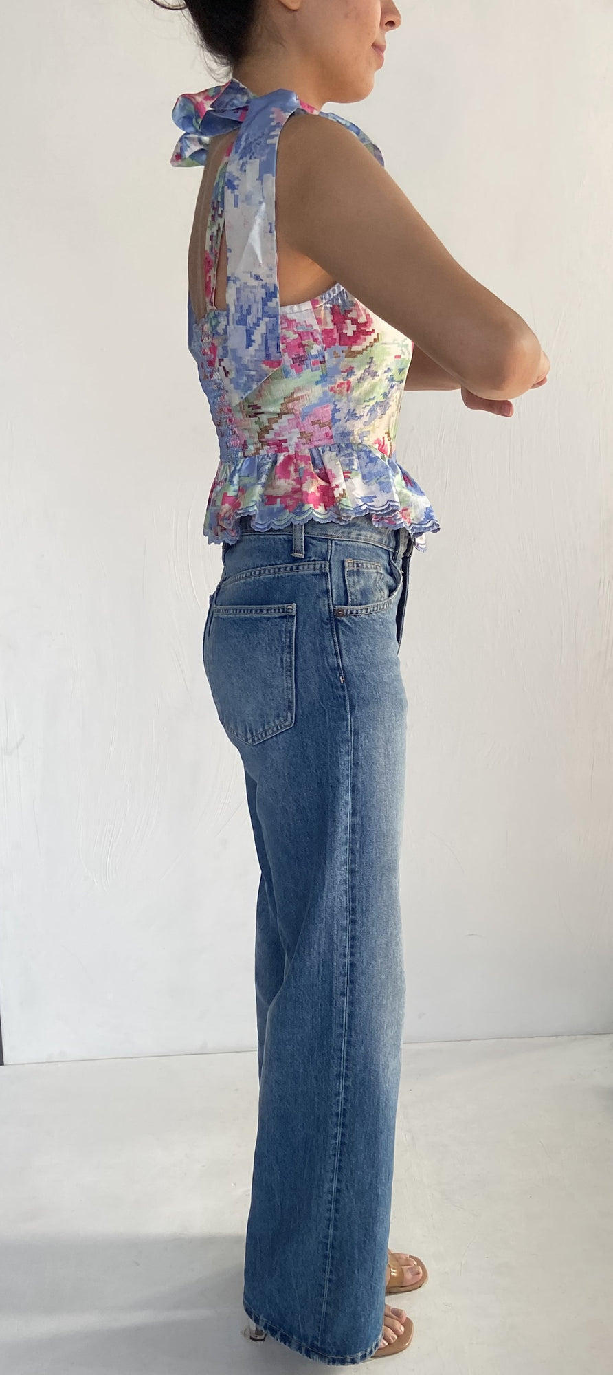 Hemant & Nandita | Floral Printed Top | Blue