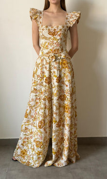 Hemant And Nandita | Inv Cotton Shiffly Floral Maxi Dress | Off White