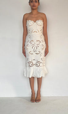 Hemant And Nandita | Inv Cotton Poplin Midi Dress | White