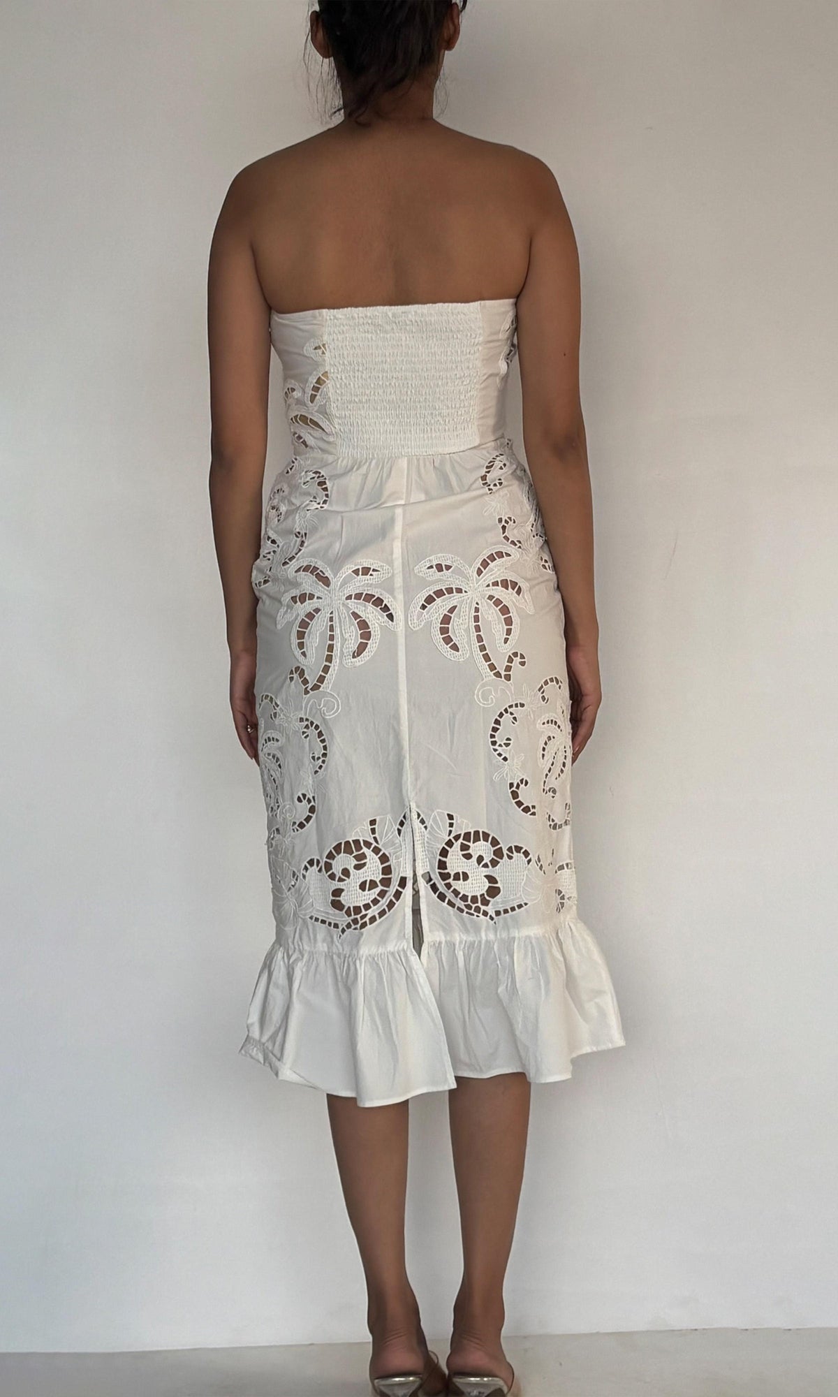 Hemant And Nandita | Inv Cotton Poplin Midi Dress | White
