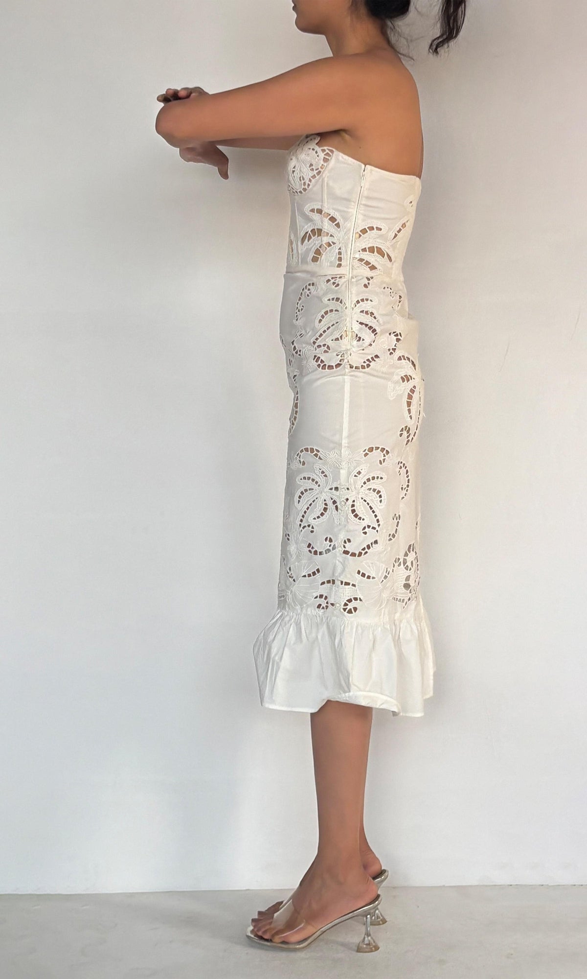 Hemant And Nandita | Inv Cotton Poplin Midi Dress | White