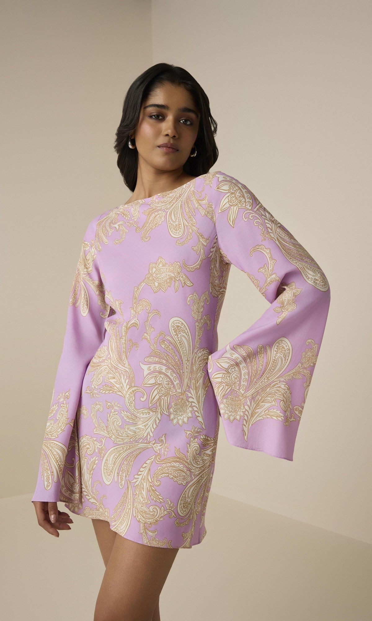 Womens | Jiah Heavy Crepe Short Dress | Lilac