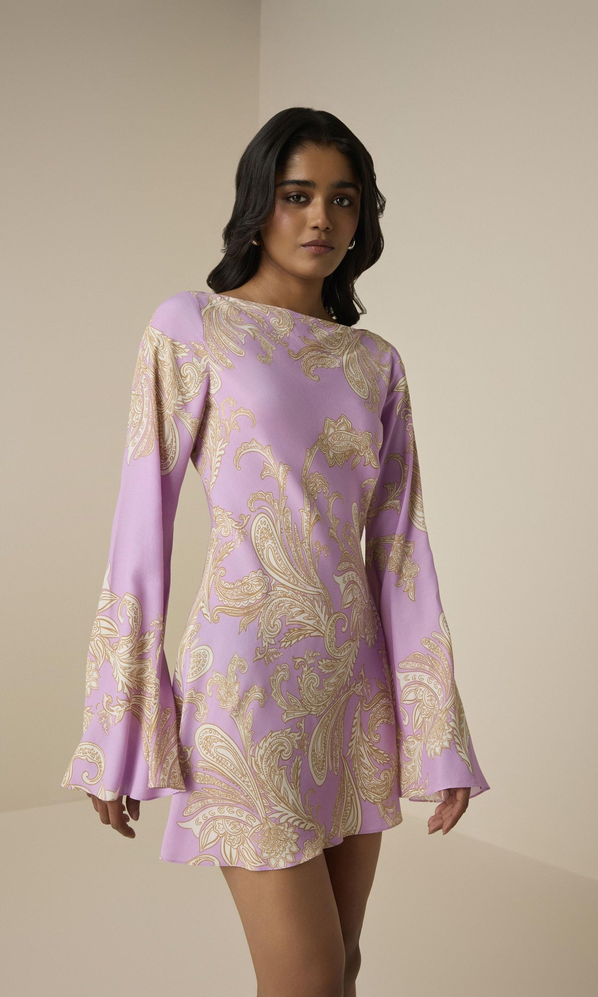 Womens | Jiah Heavy Crepe Short Dress | Lilac