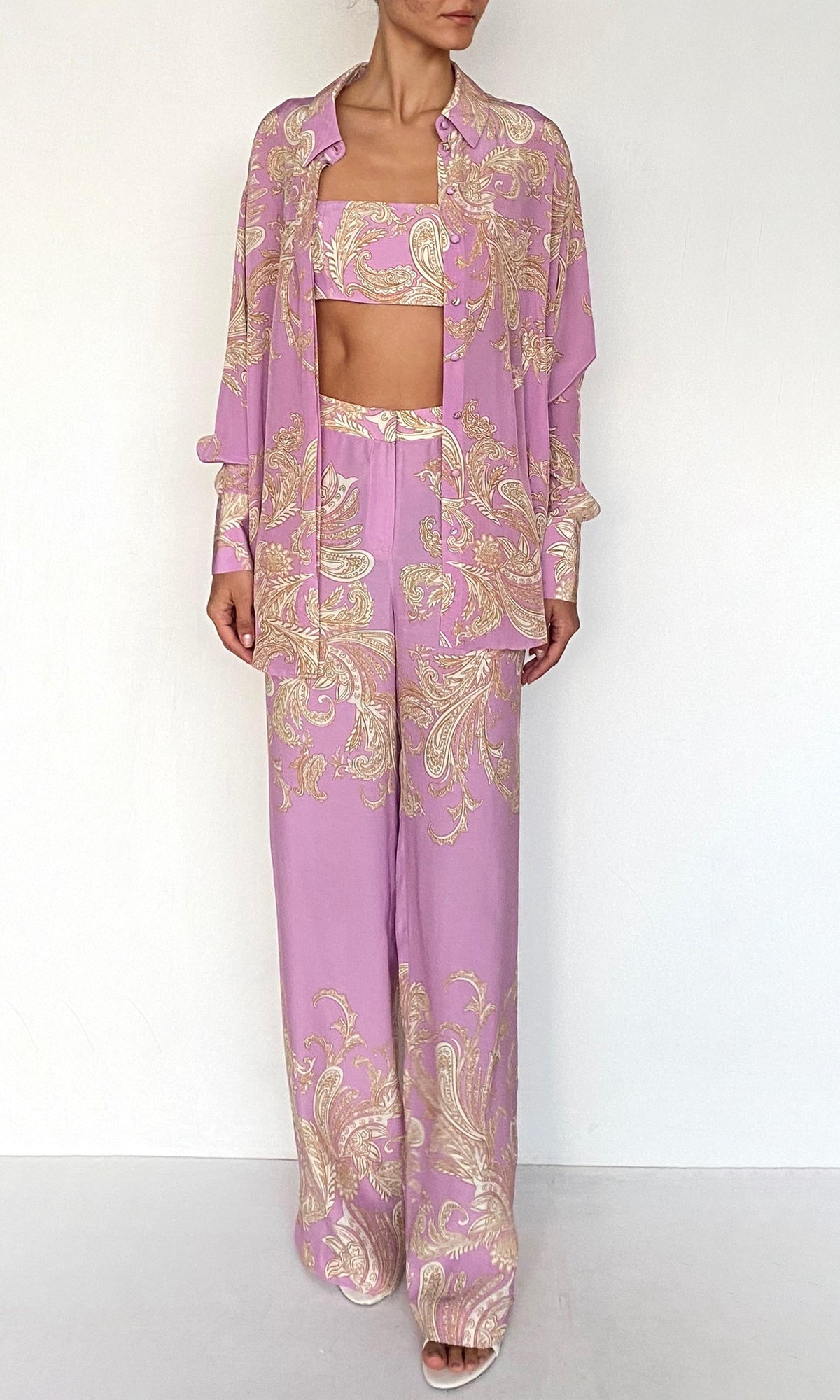 Hemant And Nandita | Jiah Heavy Crepe Straight Pants | Lilac