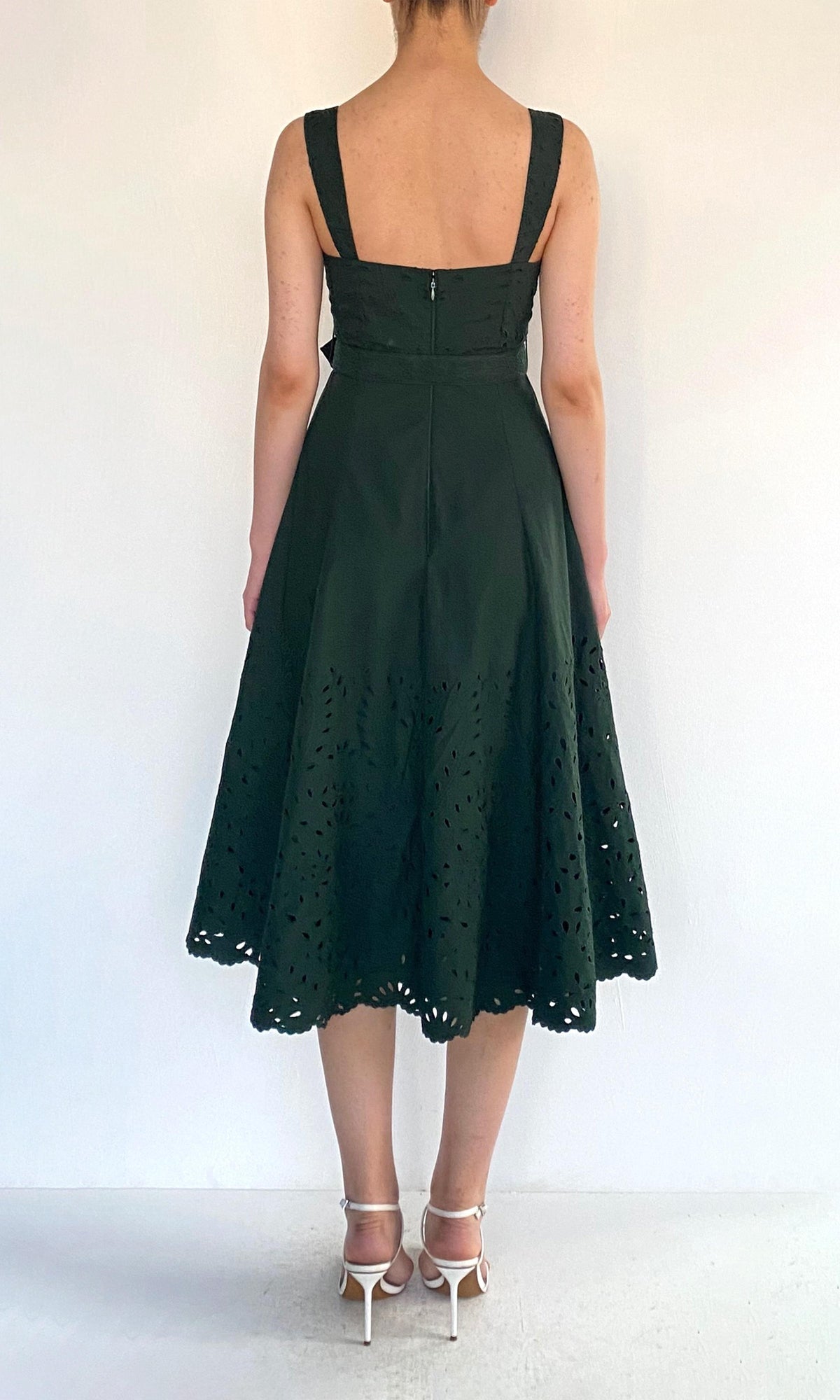 Womens | Kyna Cotton Poplin Midi Dress | Green