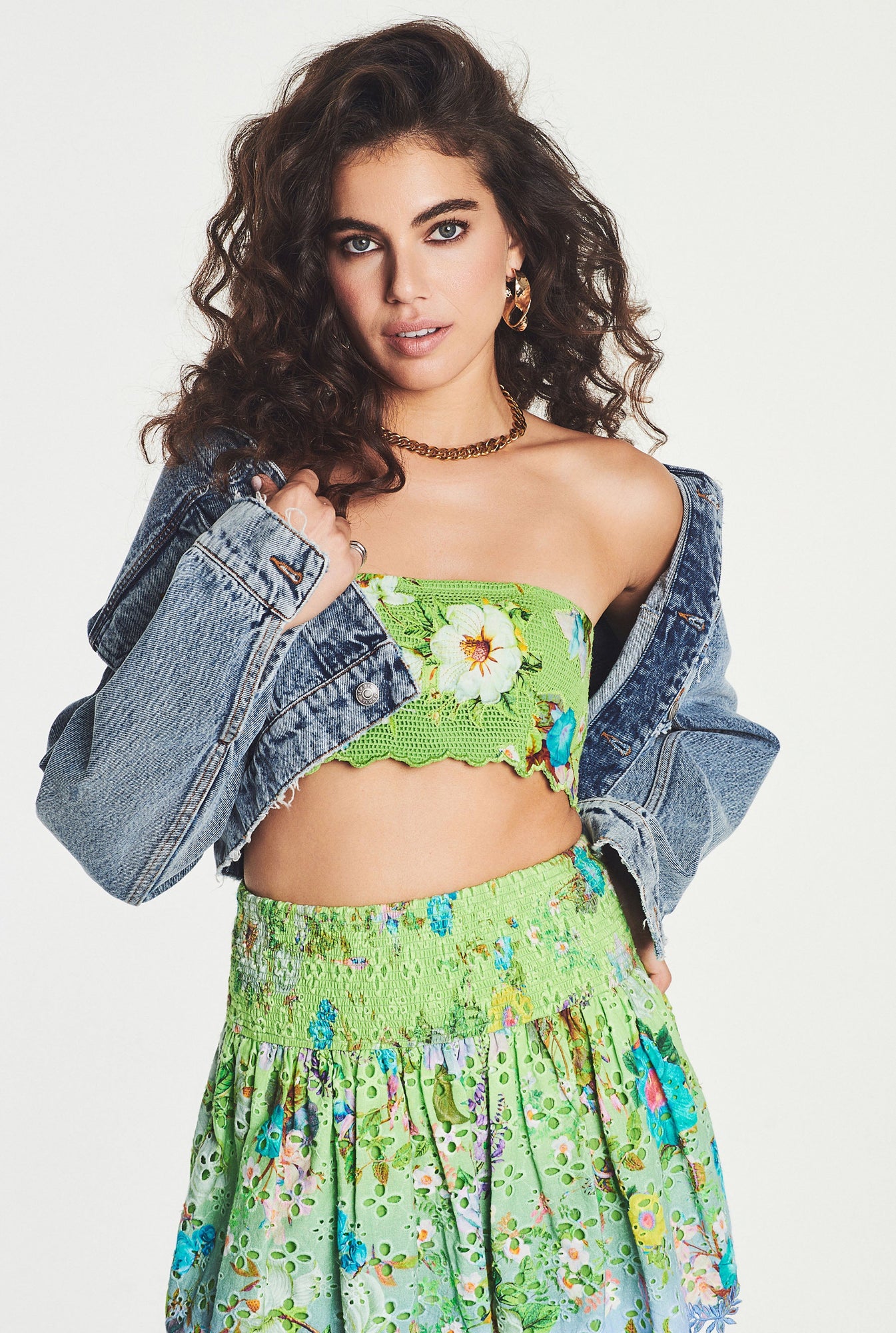 Hemant & Nandita | Laya Floral Bandeau | Green Ombre