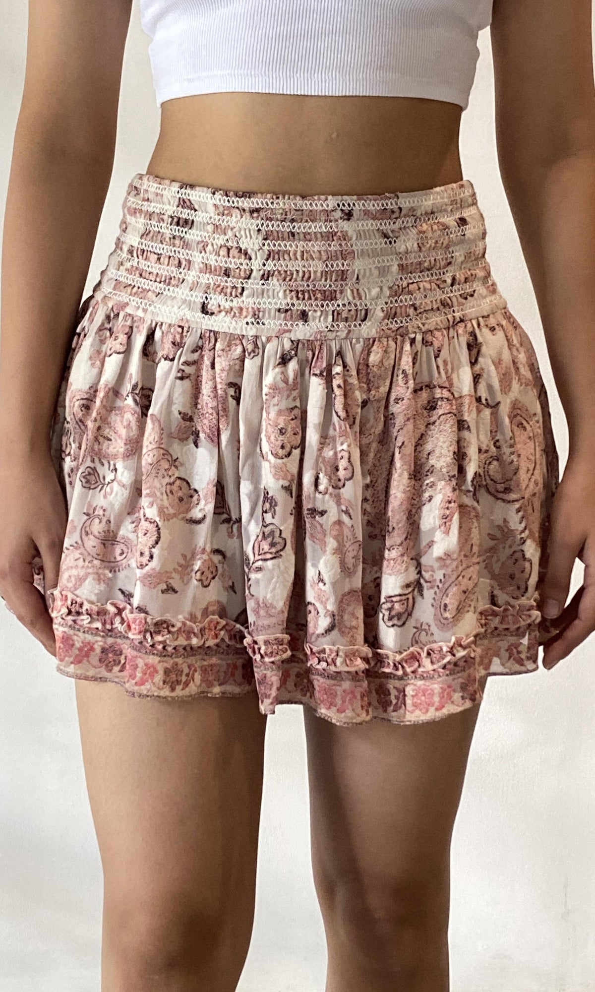 Womens | Luana Viscose Short Skirt | Nude Multi